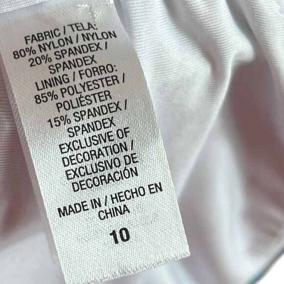 Jaclyn Smith Navy And Turquoise Waves Bandeau Swimsuit Top, Size 10 - Picture 6 of 11